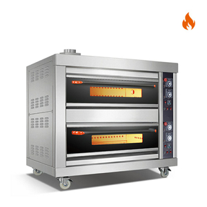 Room Temp.~400℃ 2 layers 4 trays Gas Tempered Glass Door Deck Oven Instrument Control
