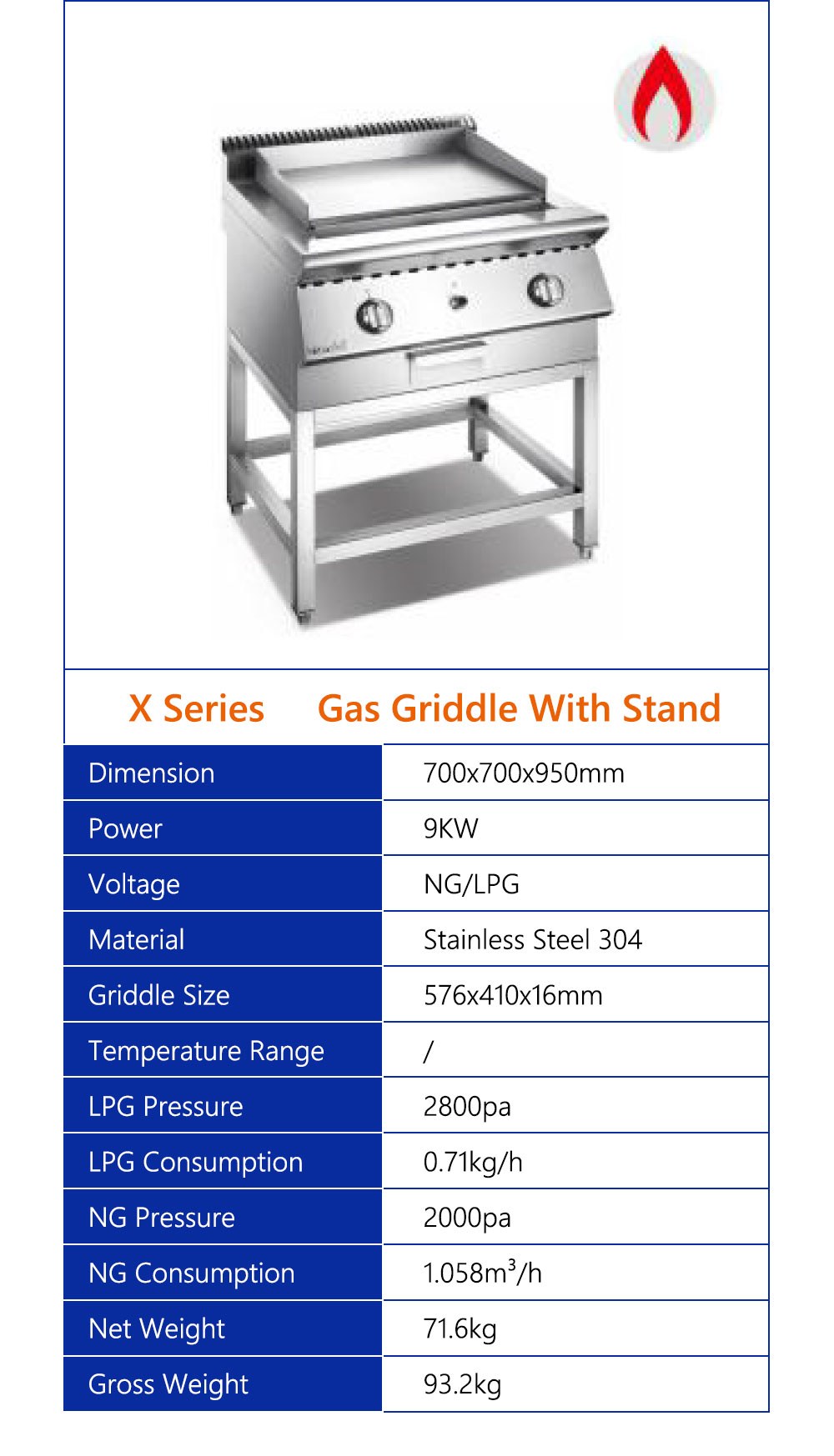 Commercial Little Size Gas Griddle with Open