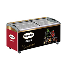 Convenience Store Curved Galss Top Ice Cream Display Freezer