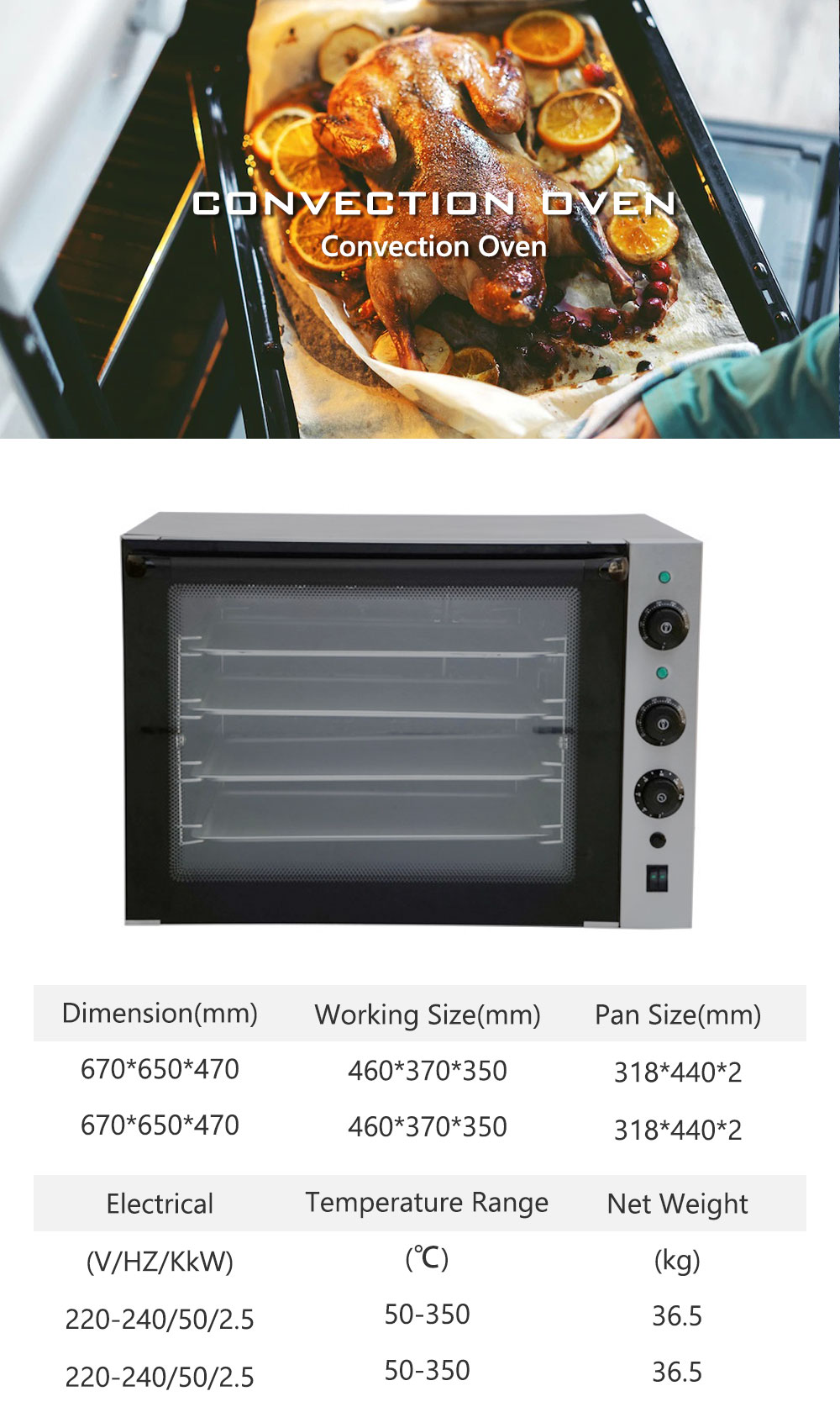 Commercial Electric 220240V 50350℃ Convection Oven