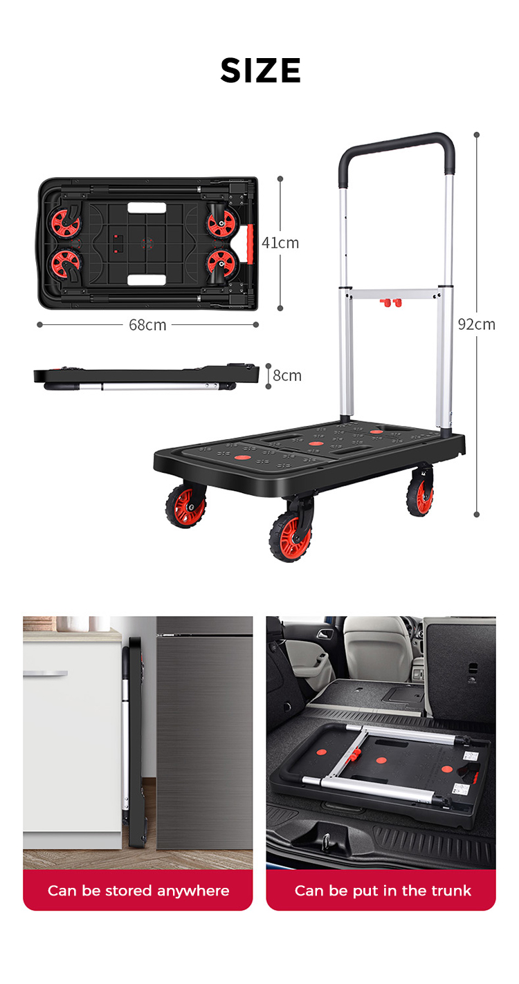 Foldable Plastic Hand Truck Warehouse Trolley