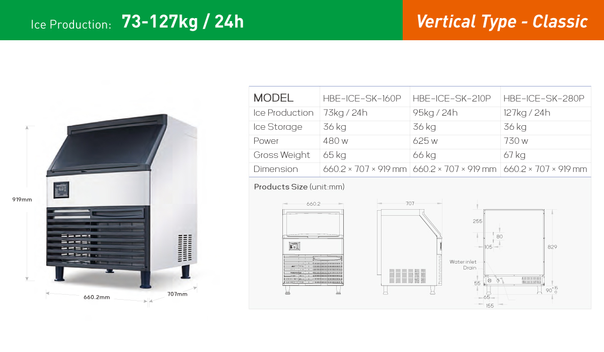 73127 KG/24H Cube Freestanding Air Cooled Commercial Ice Maker Machine
